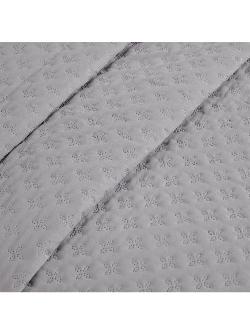 Kit cobre leito colcha atualle casal padrão dupla face microfibra 3 peças - cinza