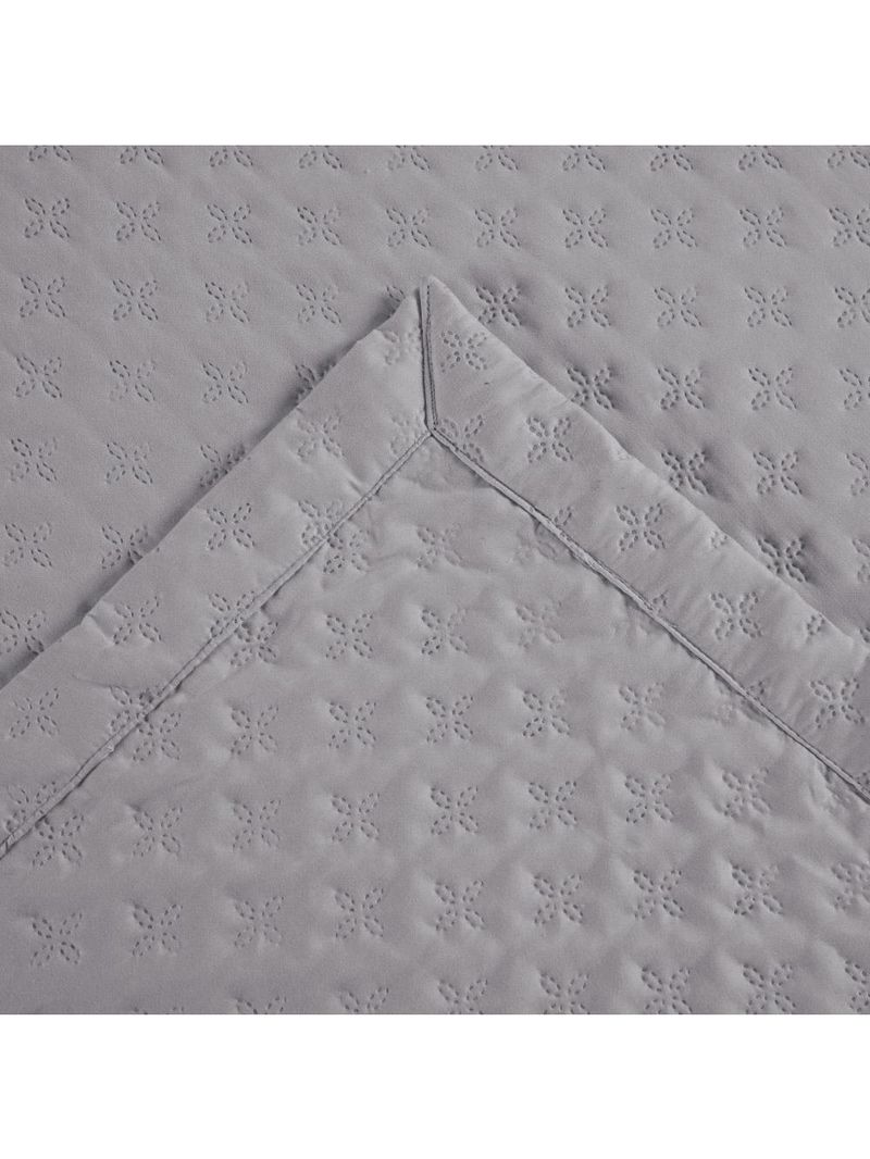 Kit cobre leito colcha atualle casal padrão dupla face microfibra 3 peças - cinza