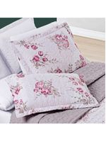 Kit cobre leito colcha celi queen dupla face micropercal 200 fios 3 peças - palha florido