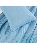 Kit cobre leito colcha arcos queen dupla face matelado 200 fios 3 peças azul claro