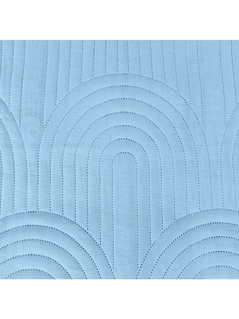 Kit cobre leito colcha arcos queen dupla face matelado 200 fios 3 peças azul claro