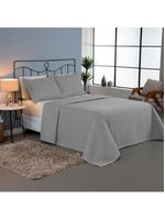 Kit cobre leito colcha bellini queen dupla face percal 300 fios textura matelassê 3 peças - cinza