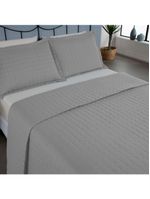 Kit cobre leito colcha bellini queen dupla face percal 300 fios textura matelassê 3 peças - cinza