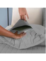 Kit cobre leito colcha bellini queen dupla face percal 300 fios textura matelassê 3 peças - cinza