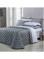 Kit cobre leito colcha garland super king 100% algodão 400 fios acetinado bordado 5 peças - cinza escuro