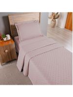 Kit cobre leito colcha atualle solteiro dupla face microfibra 2 peças - rosê
