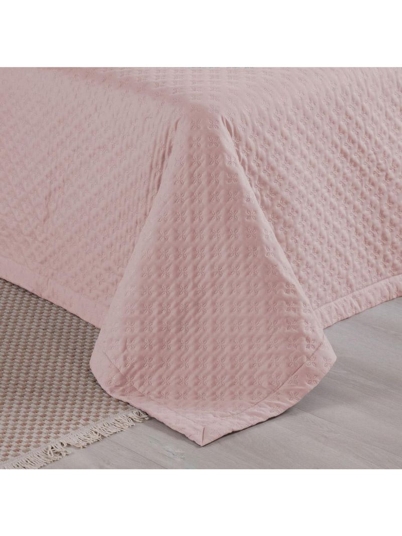 Kit cobre leito colcha atualle solteiro dupla face microfibra 2 peças - rosê