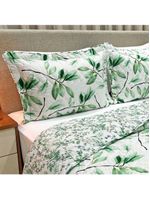 Kit cobre leito colcha classics king dupla face percal 300 fios estampado 3 peças - flores verde