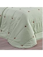 Kit cobre leito colcha button queen 200 fios bordado 7 peças - verde
