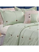 Kit cobre leito colcha button queen 200 fios bordado 7 peças - verde