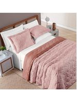 Kit cobre leito colcha adele king dupla face micropercal 300 fios 3 peças - rosê