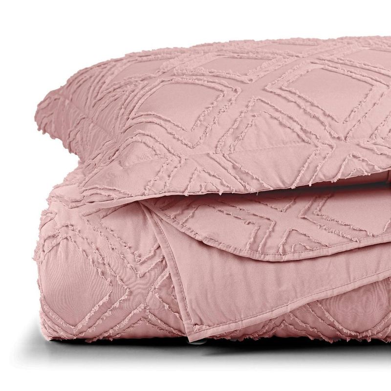 Kit cobre leito colcha adele king dupla face micropercal 300 fios 3 peças - rosê