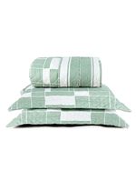 Kit cobre leito colcha belle queen estampado dupla face 400 fios 3 peças quadriculado verde