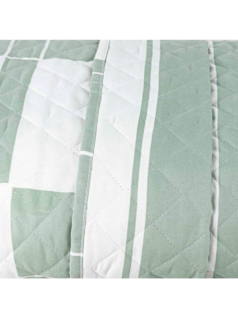 Kit cobre leito colcha belle queen estampado dupla face 400 fios 3 peças quadriculado verde