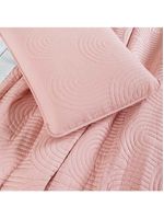 Kit cobre leito colcha arcos king dupla face matelado 200 fios 3 peças rosa