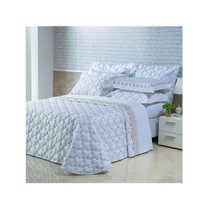 Kit cobre leito colcha garland queen 100% algodão 400 fios acetinado bordado 5 peças - branco
