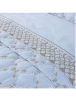 Kit cobre leito colcha garland queen 100% algodão 400 fios acetinado bordado 5 peças - branco