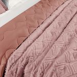 Kit cobre leito colcha adele queen dupla face micropercal 300 fios 3 peças - rosê