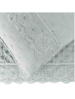 Kit cobre leito colcha bouclê casal padrão laise bordada micropercal 200 fios 3 peças - cinza geada