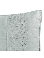 Kit cobre leito colcha bouclê casal padrão laise bordada micropercal 200 fios 3 peças - cinza geada