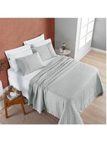 Kit cobre leito colcha bouclê casal padrão laise bordada micropercal 200 fios 3 peças - cinza geada