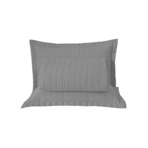 Kit cobre leito colcha bellini casal padrão dupla face percal 300 fios textura matelassê 3 peças - cinza