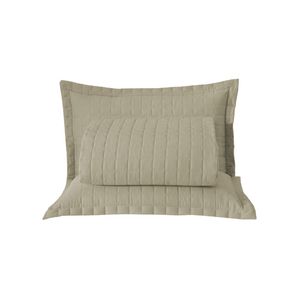 Kit cobre leito colcha bellini queen dupla face percal 300 fios textura matelassê 3 peças - cáqui