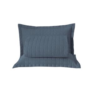 Kit cobre leito colcha bellini king dupla face percal 300 fios textura matelassê 3 peças - azul