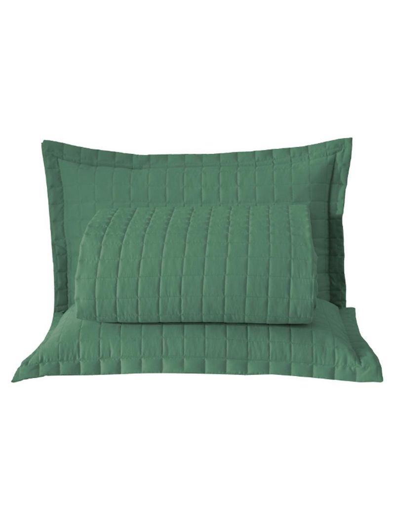 Kit cobre leito colcha bellini king dupla face percal 300 fios textura matelassê 3 peças - verde