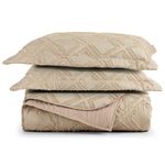 Kit cobre leito colcha adele queen dupla face micropercal 300 fios 3 peças - bege