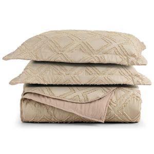 Kit cobre leito colcha adele queen dupla face micropercal 300 fios 3 peças - bege