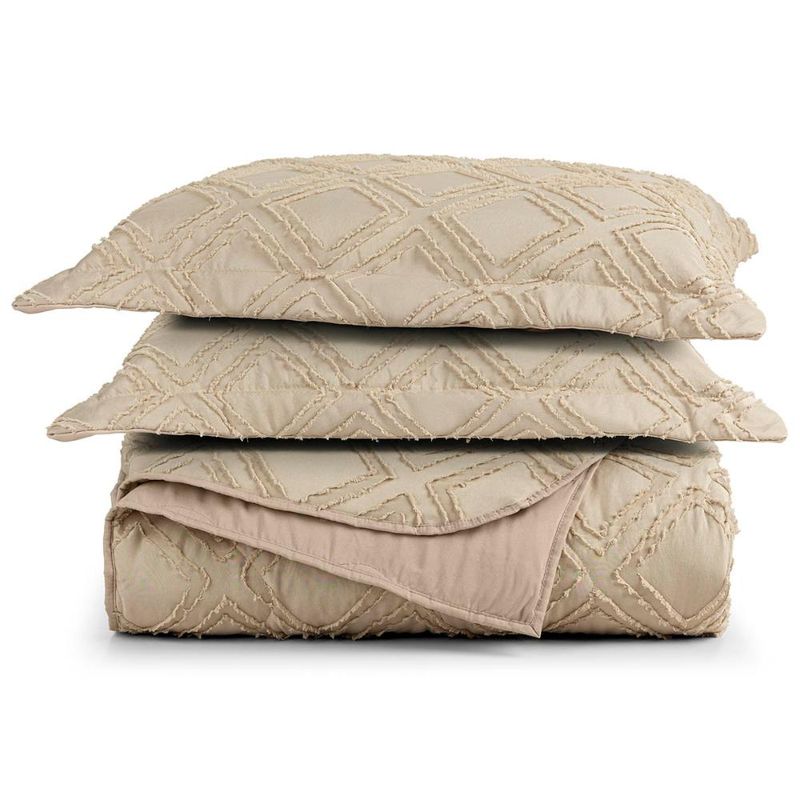Kit cobre leito colcha adele queen dupla face micropercal 300 fios 3 peças - bege