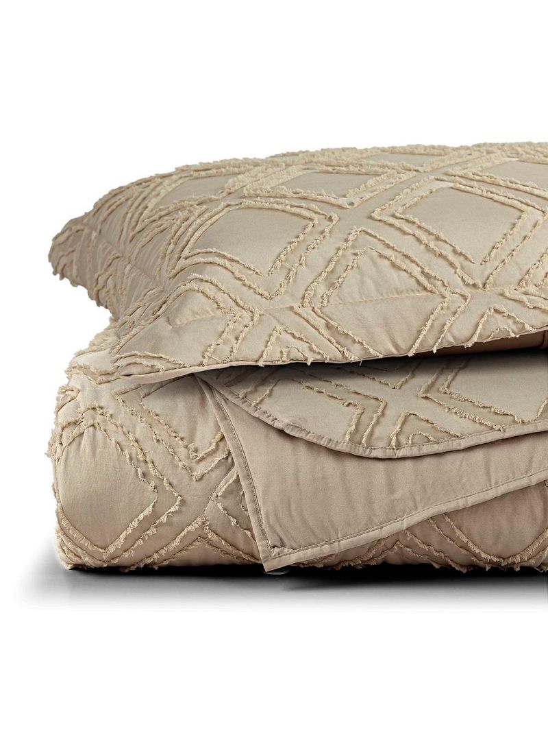 Kit cobre leito colcha adele queen dupla face micropercal 300 fios 3 peças - bege