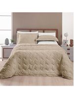 Kit cobre leito colcha adele queen dupla face micropercal 300 fios 3 peças - bege