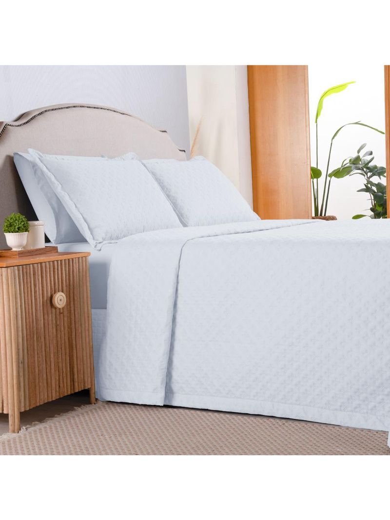 Kit cobre leito colcha atualle king dupla face microfibra 3 peças - branco