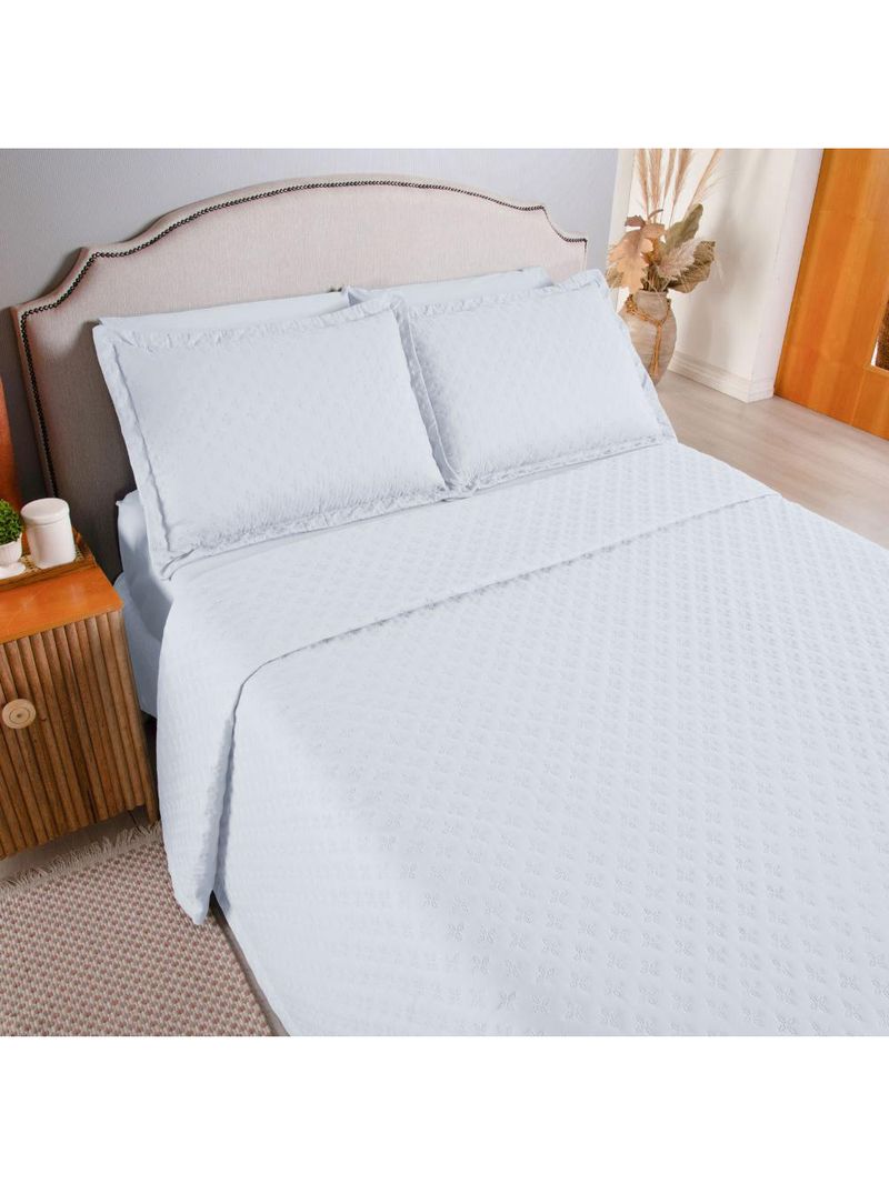 Kit cobre leito colcha atualle king dupla face microfibra 3 peças - branco