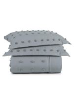 Kit cobre leito colcha alexa pompom king dupla face micropercal 3 peças - cinza