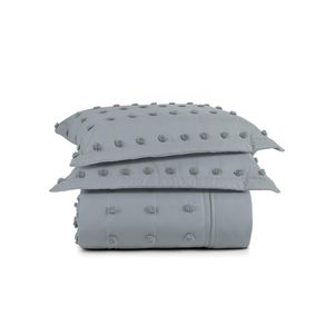 Kit cobre leito colcha alexa pompom king dupla face micropercal 3 peças - cinza