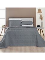 Kit cobre leito colcha alexa pompom king dupla face micropercal 3 peças - cinza