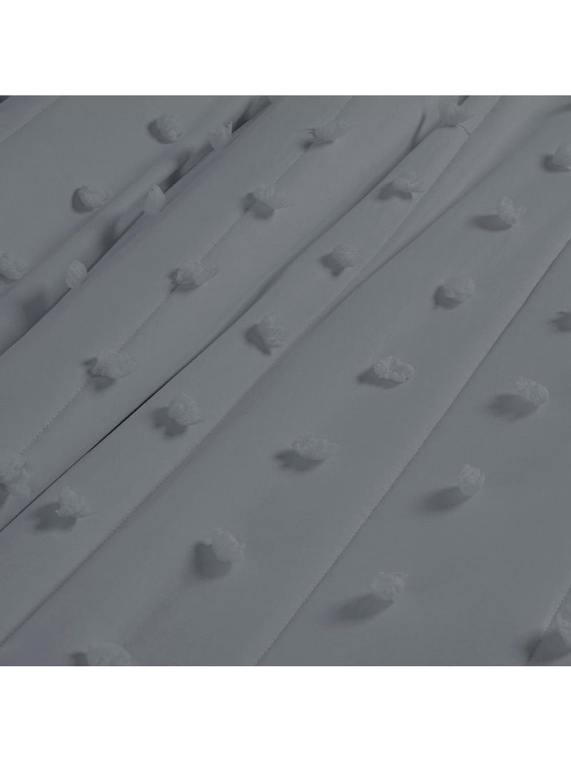 Kit cobre leito colcha alexa pompom king dupla face micropercal 3 peças - cinza