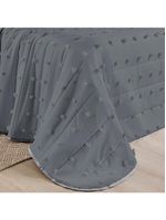 Kit cobre leito colcha alexa pompom king dupla face micropercal 3 peças - cinza