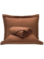 Kit cobre leito colcha anabela queen dupla face texturizado percal 300 fios 3 peças - castanho