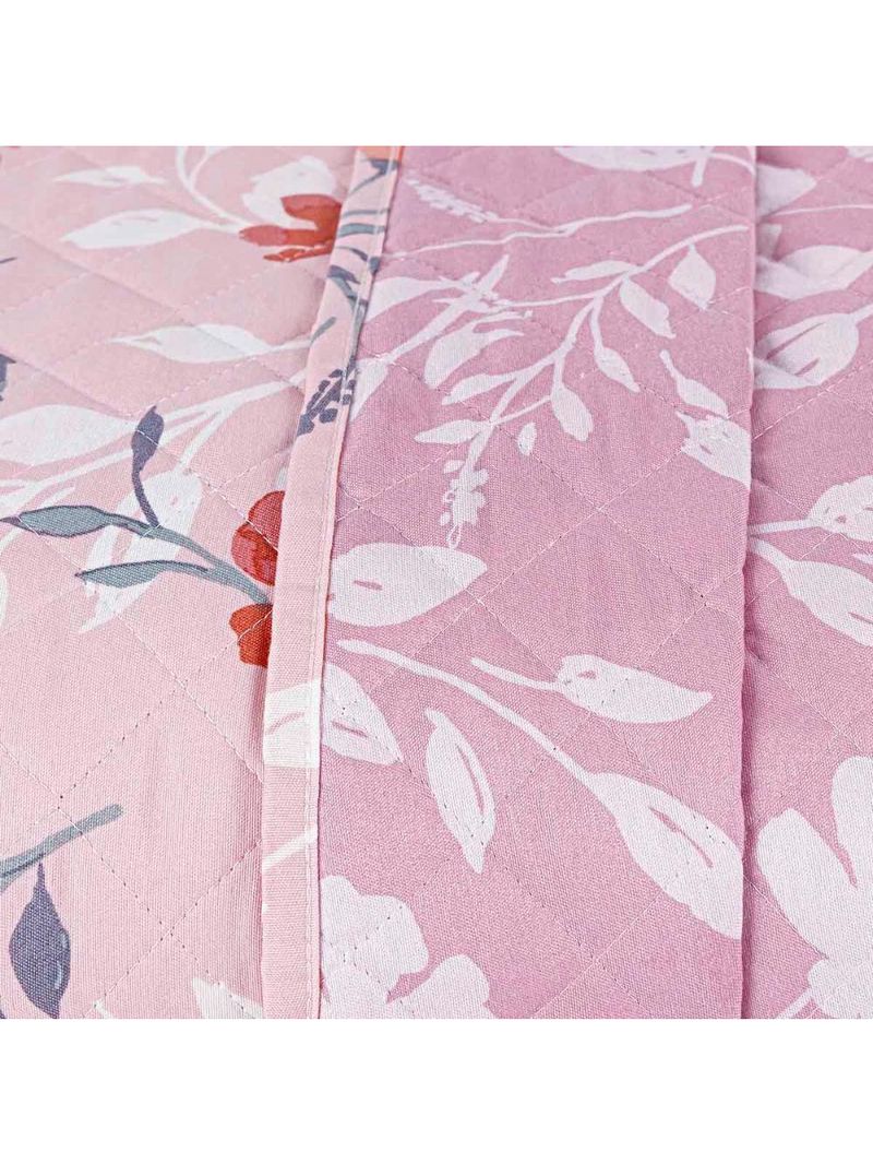 Kit cobre leito colcha belle queen estampado dupla face 400 fios 3 peças floral rosê