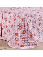 Kit cobre leito colcha belle queen estampado dupla face 400 fios 3 peças floral rosê