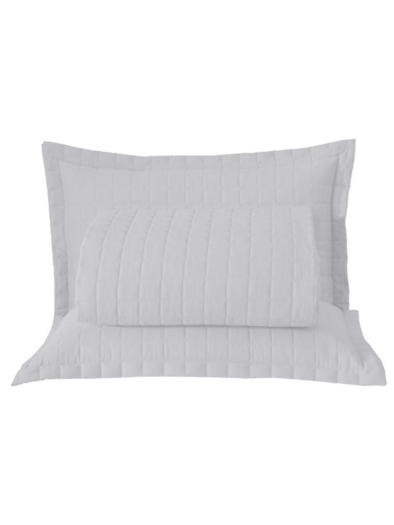 Kit cobre leito colcha bellini queen dupla face percal 300 fios textura matelassê 3 peças - branco