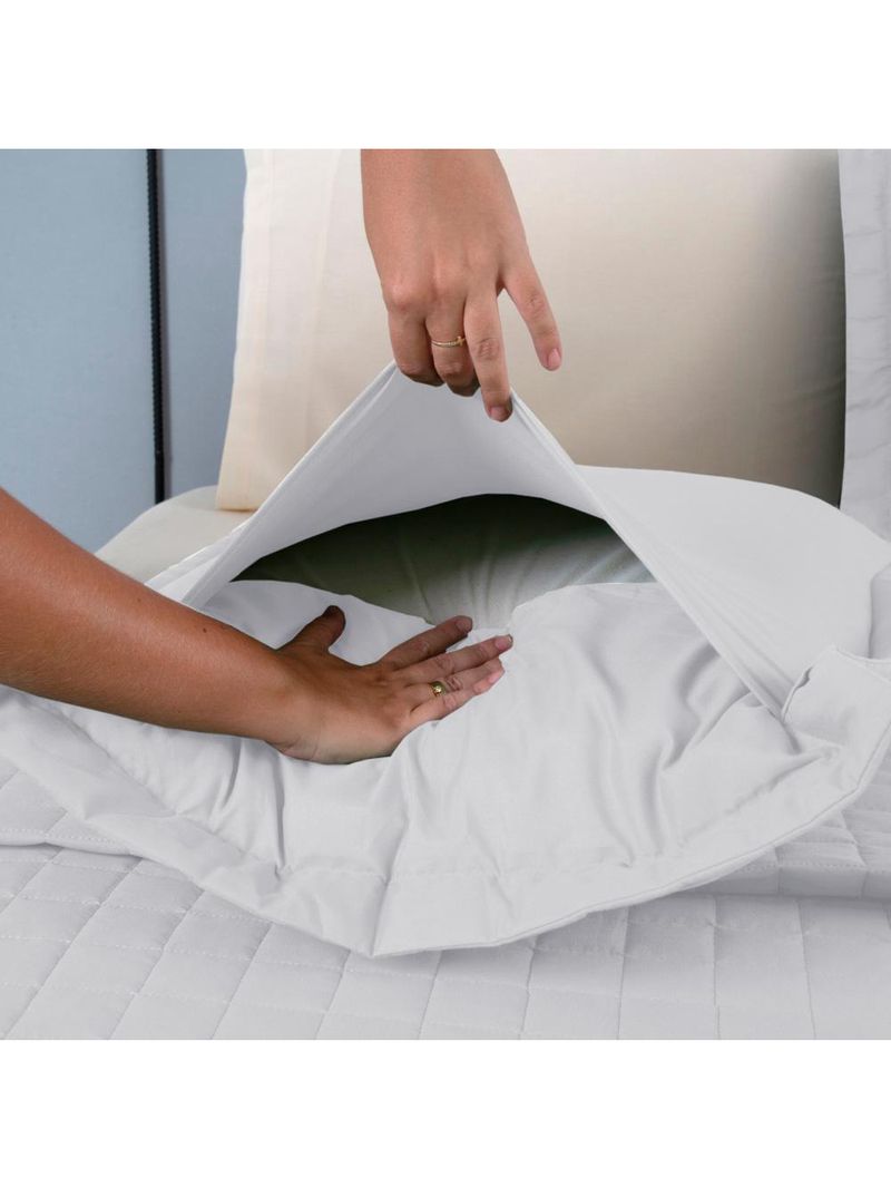 Kit cobre leito colcha bellini queen dupla face percal 300 fios textura matelassê 3 peças - branco