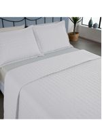 Kit cobre leito colcha bellini queen dupla face percal 300 fios textura matelassê 3 peças - branco