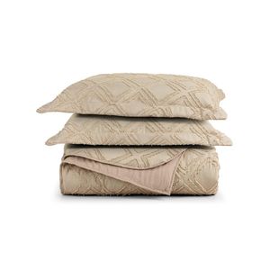 Kit cobre leito colcha adele king dupla face micropercal 300 fios 3 peças - bege