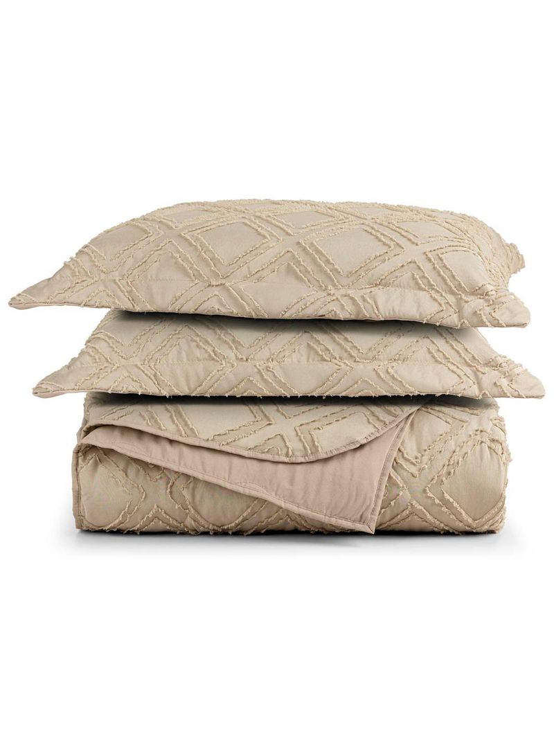 Kit cobre leito colcha adele king dupla face micropercal 300 fios 3 peças - bege