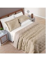 Kit cobre leito colcha adele king dupla face micropercal 300 fios 3 peças - bege